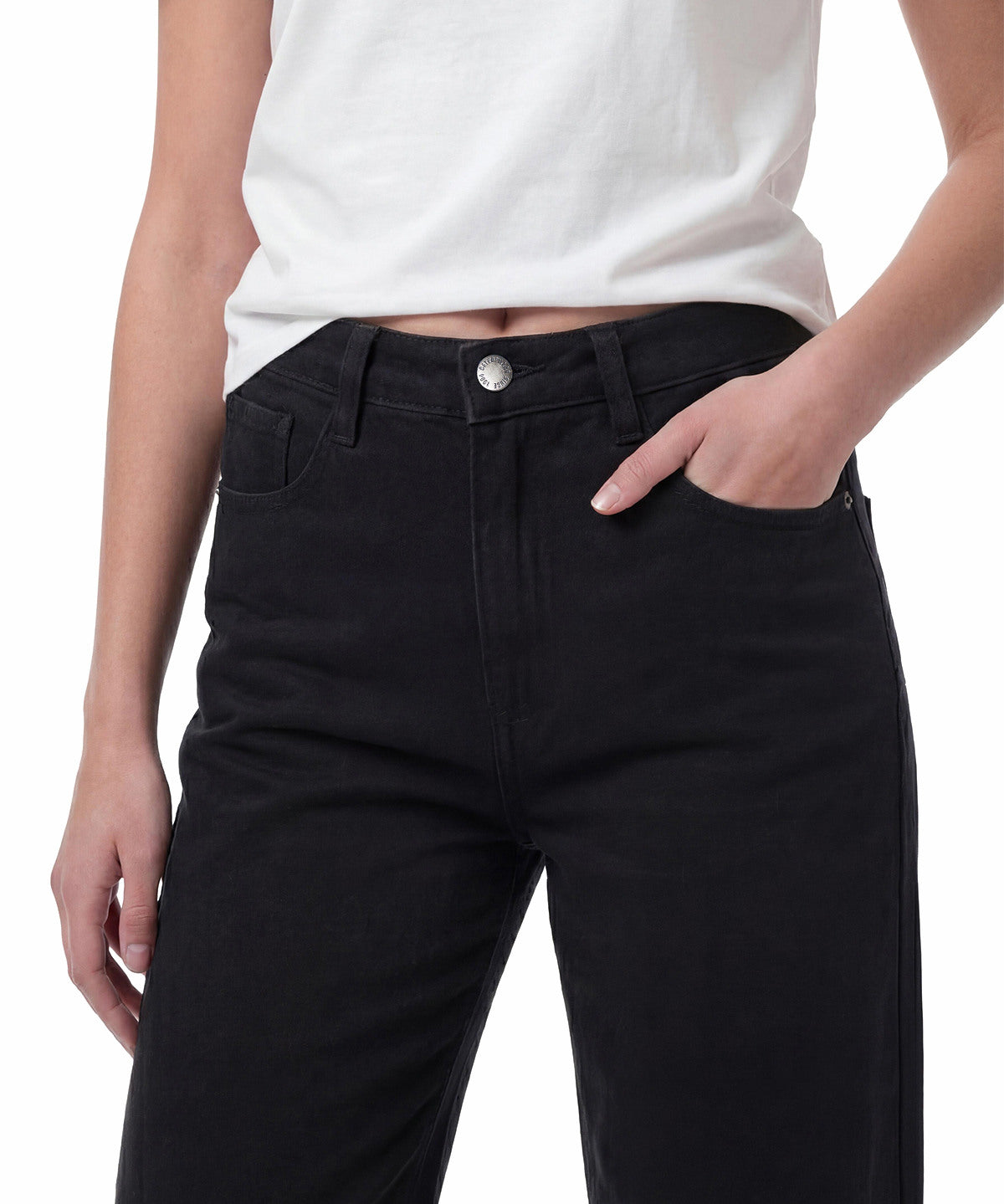 Pantalón Denim Wide Leg Mujer Color Negro-4