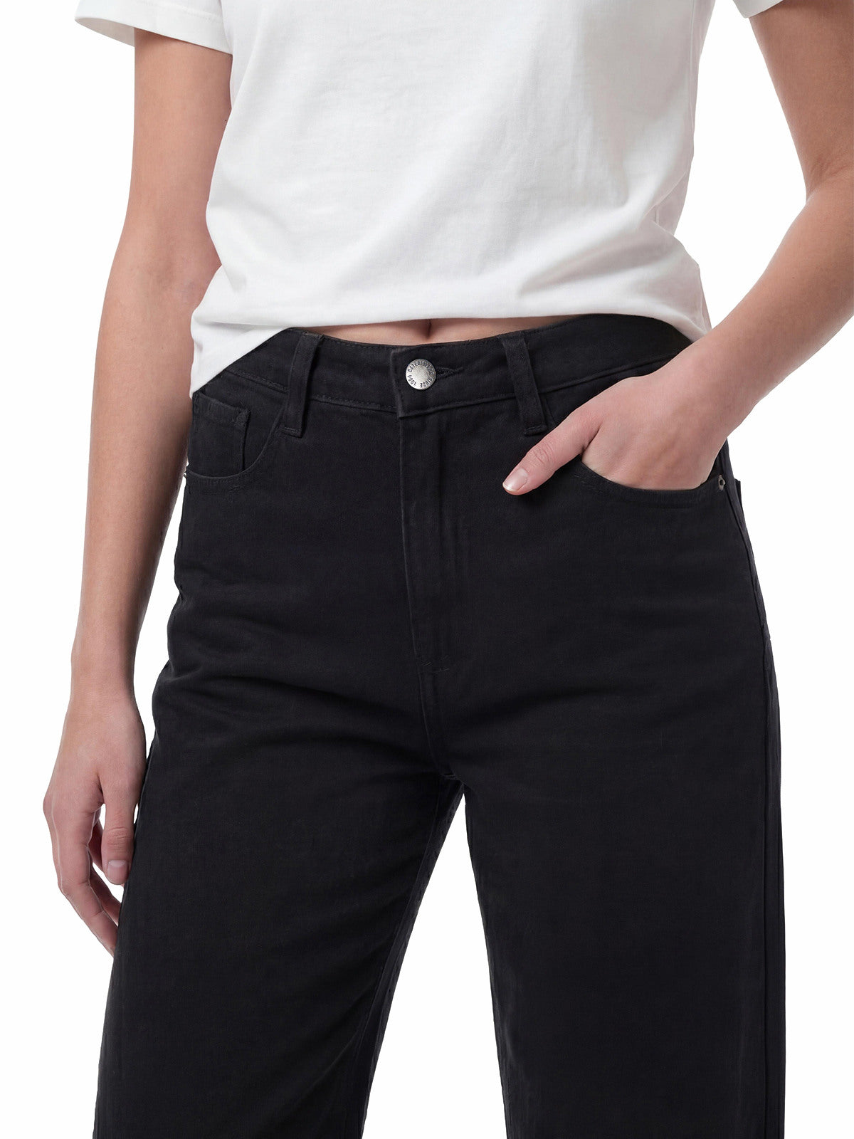 Pantalón Denim Wide Leg Mujer Color Negro-4