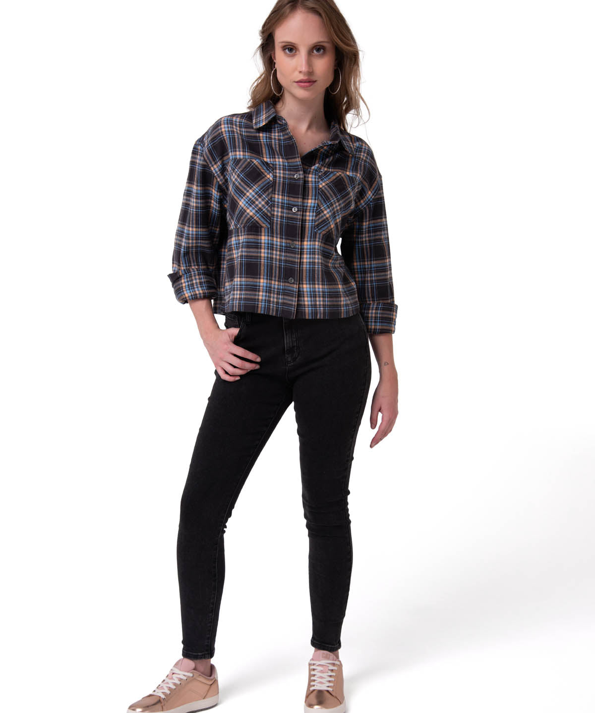 Pantalón  Stretch Denim Mid Para Mujer Color Negro-5