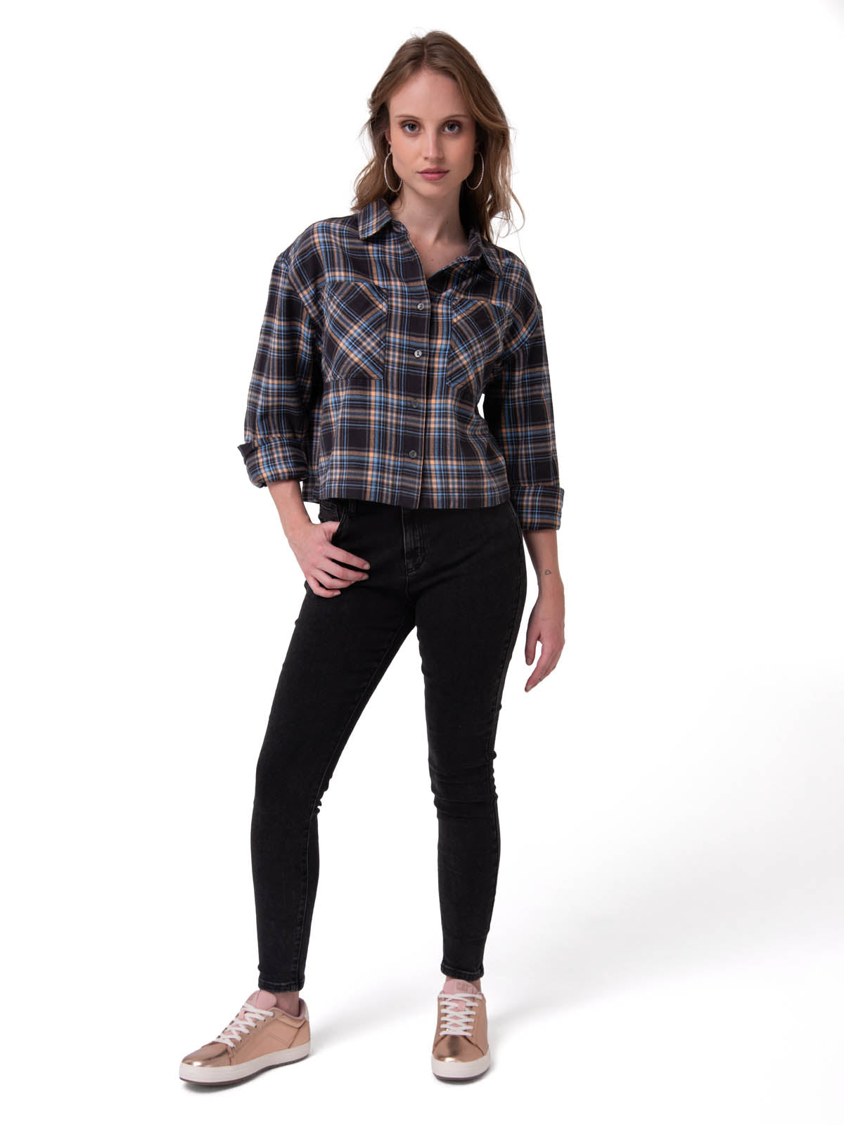 Pantalón  Stretch Denim Mid Para Mujer Color Negro-5