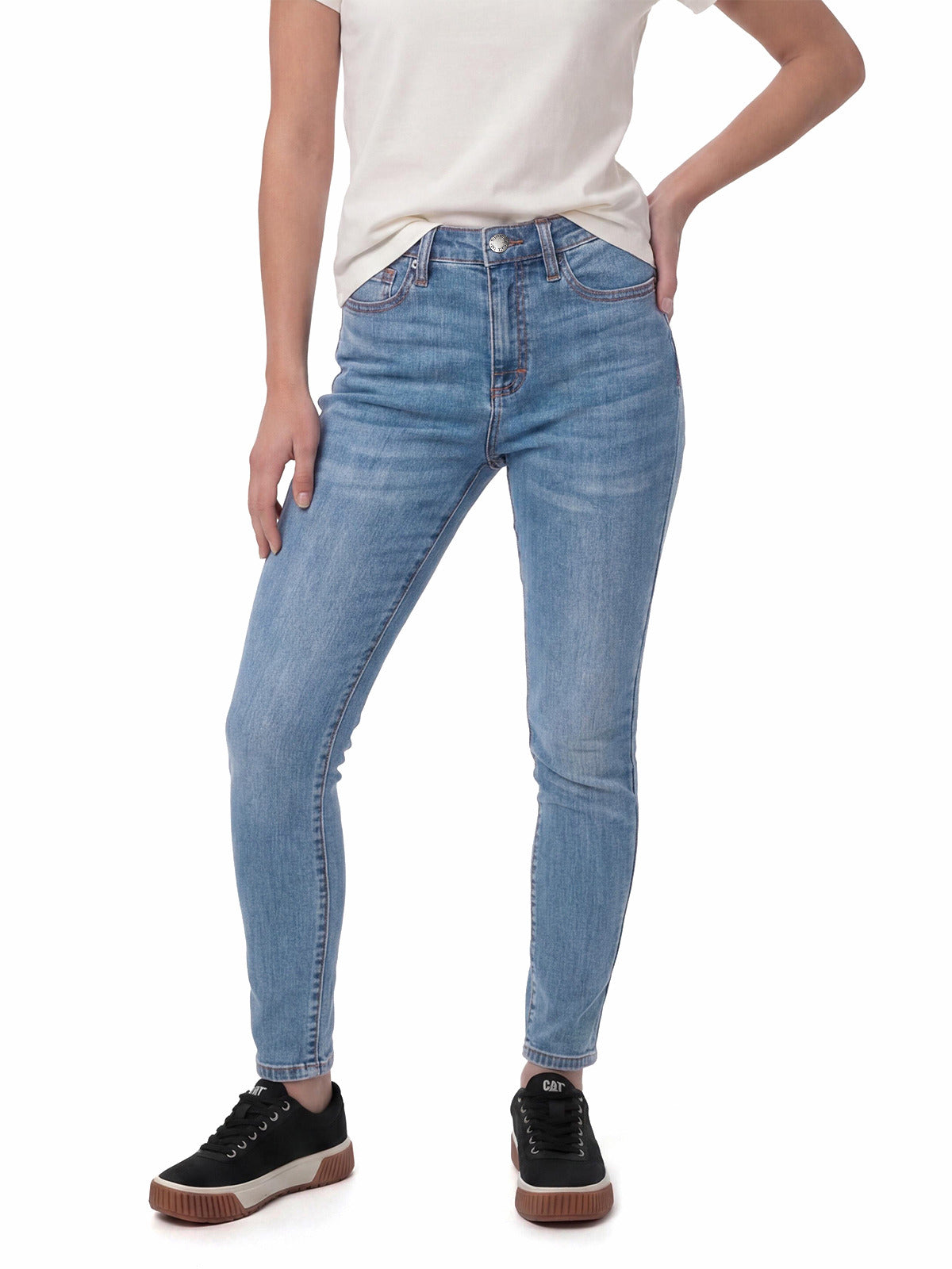 Pantalón Stretch Denim Mid Para Mujer Color Azul-1