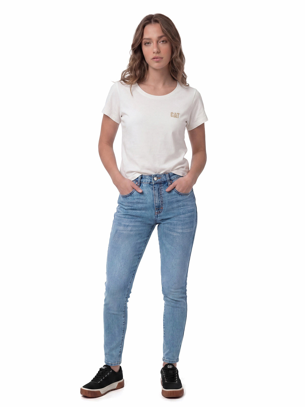 Pantalón Stretch Denim Mid Para Mujer Color Azul-3