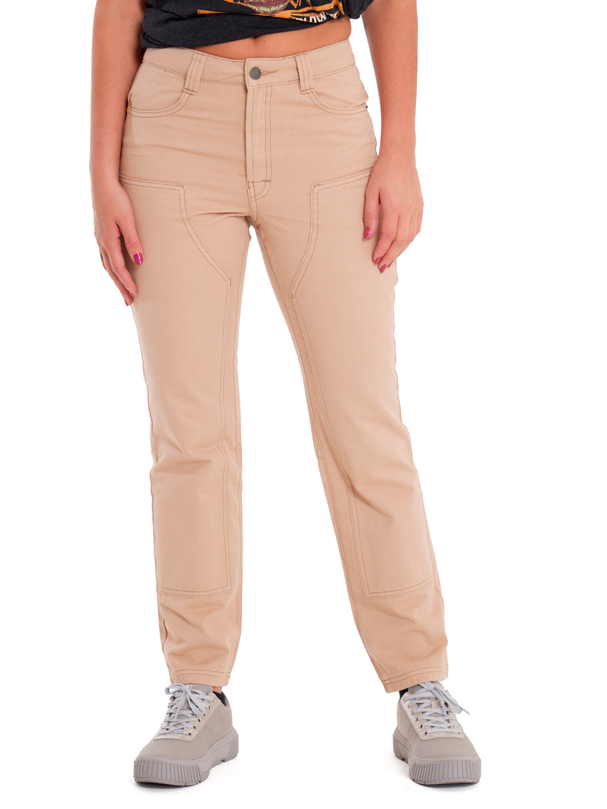 Pantalón Double Front Utility Para Mujer Color Beige-1