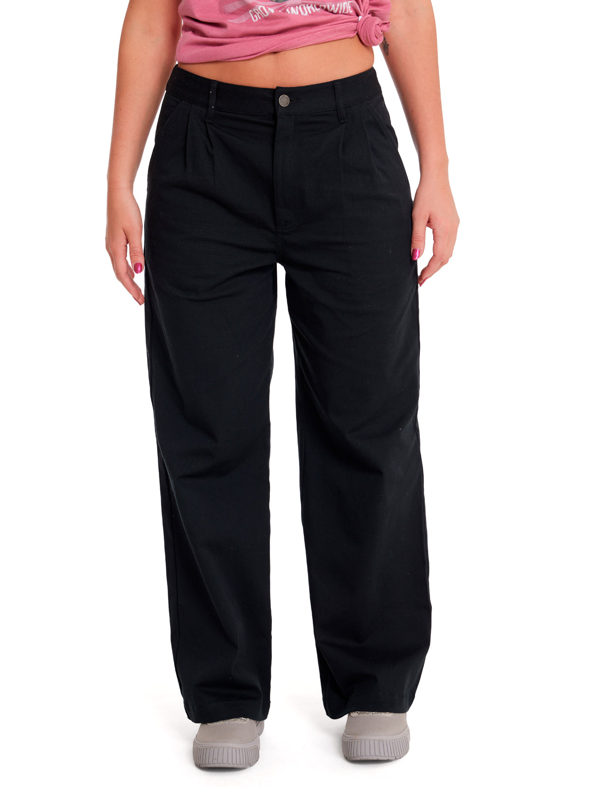 Pantalón Wide Leg Stretch Chi Para Mujer Color Negro-1