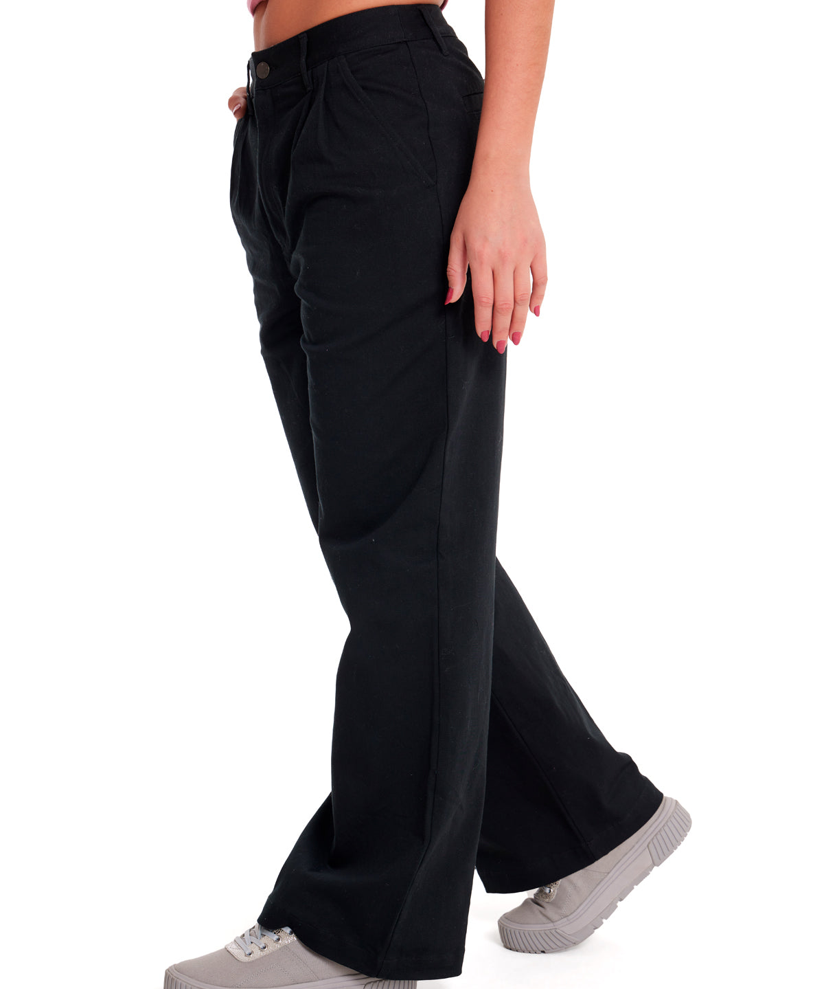 Pantalón Wide Leg Stretch Chi Para Mujer Color Negro-2