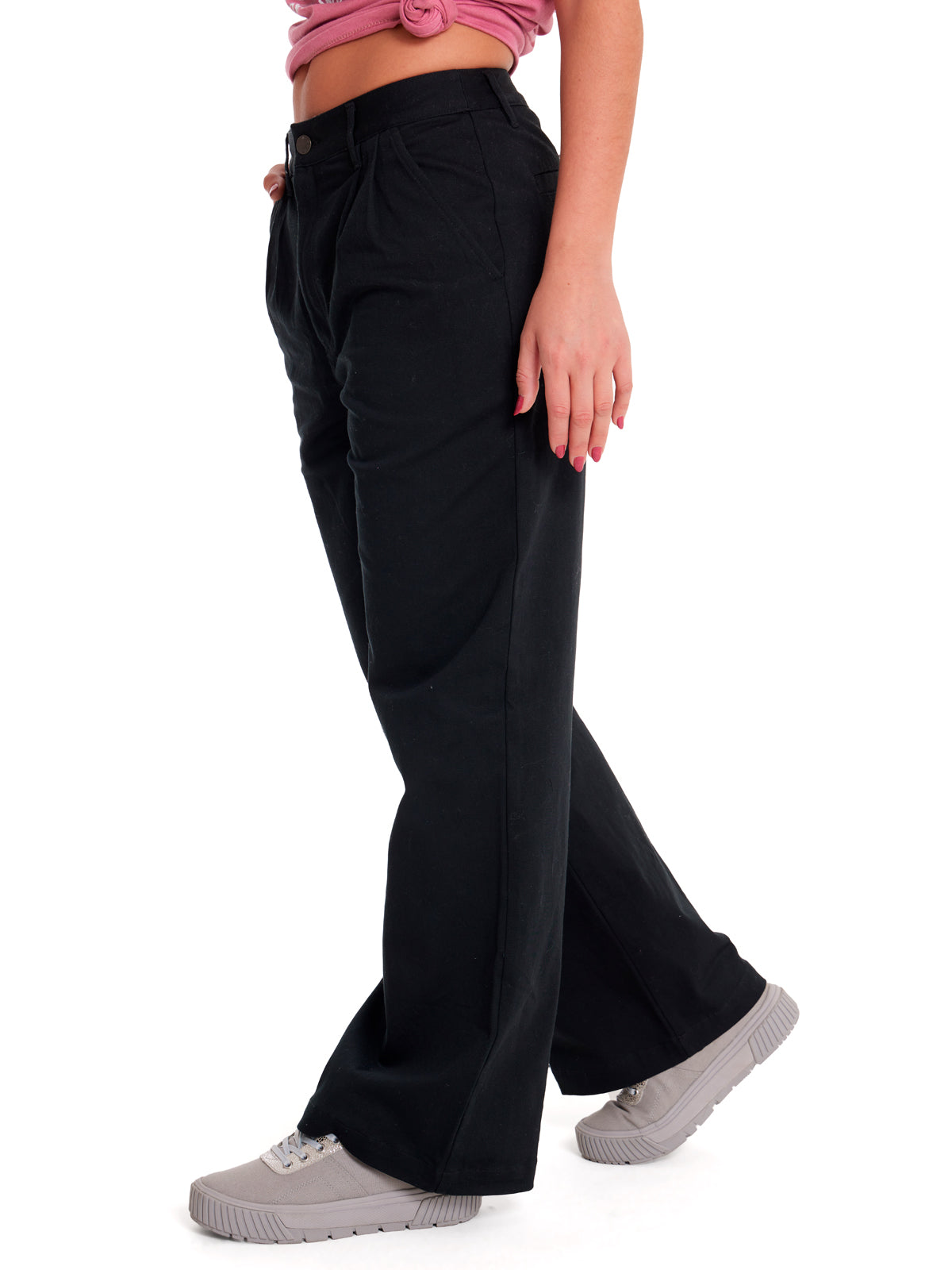 Pantalón Wide Leg Stretch Chi Para Mujer Color Negro-2