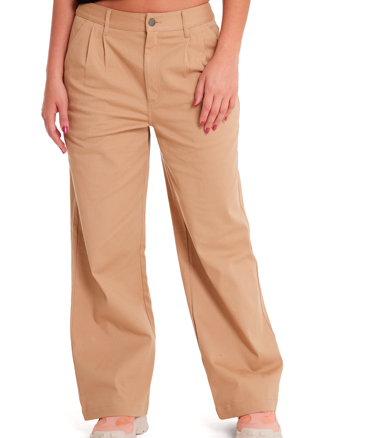 Pantalón Wide Leg Stretch Chi Para Mujer Color Beige-1