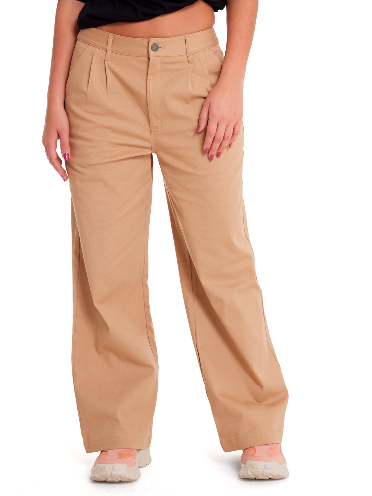 Pantalón Wide Leg Stretch Chi Para Mujer Color Beige-1
