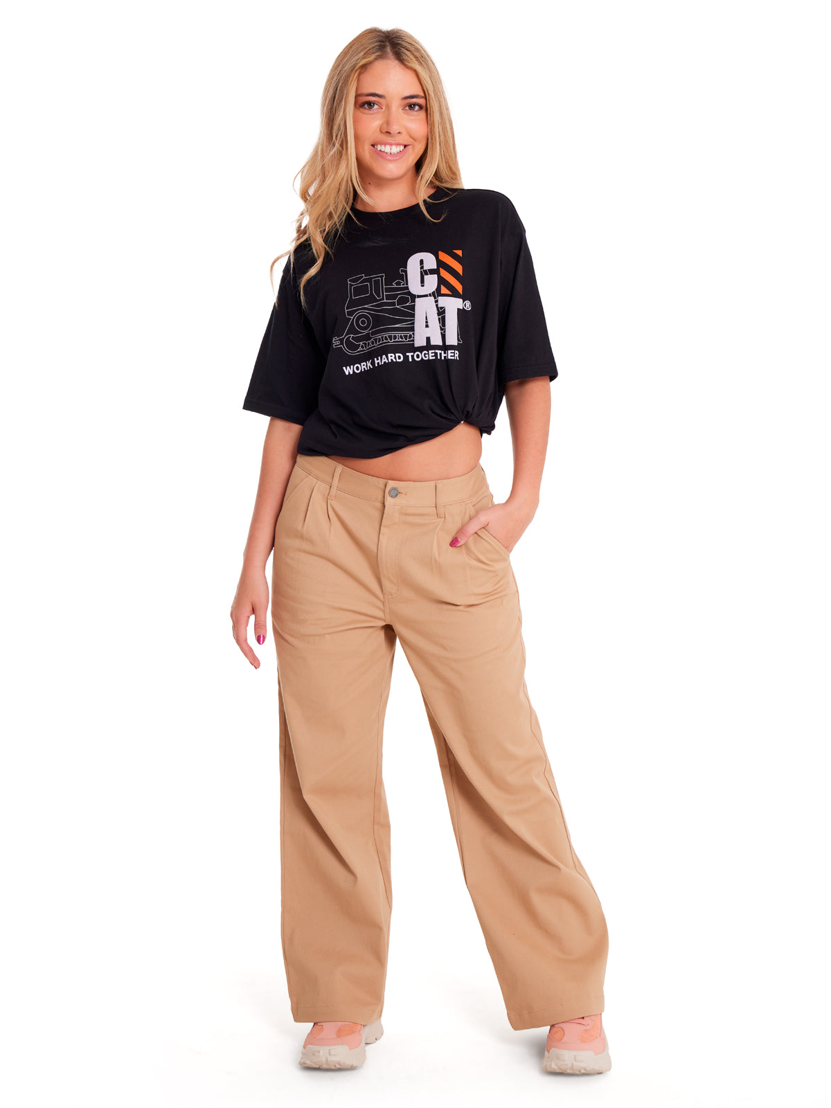 Pantalón Wide Leg Stretch Chi Para Mujer Color Beige-5