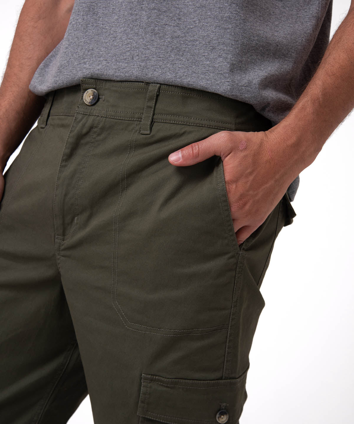Pantalón Cargo Slim Hombre Color Verde-3