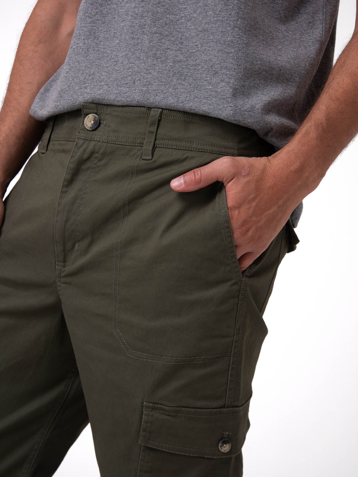 Pantalón Cargo Slim Hombre Color Verde-3