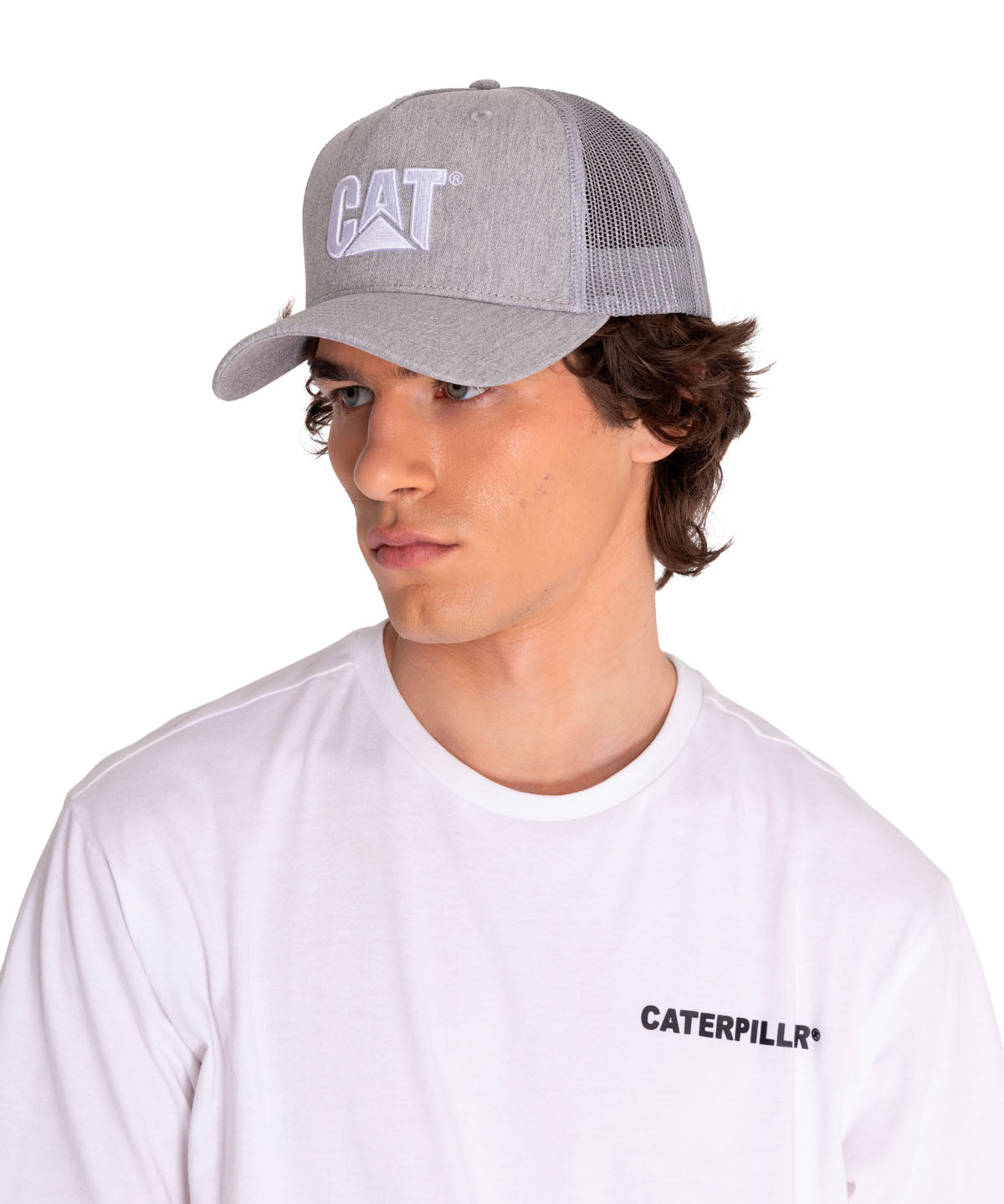 Cachuchas Trucker 2D Logo Hat Para Hombre Gris-1