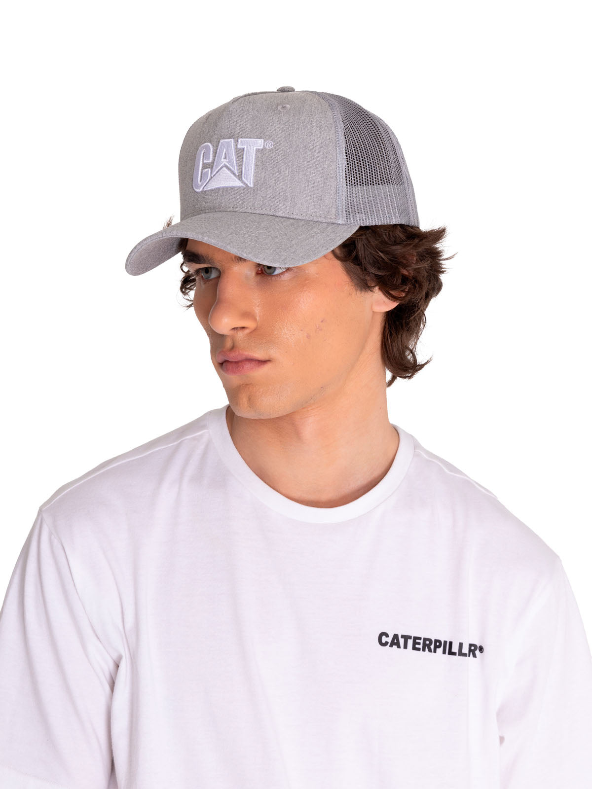 Cachuchas Trucker 2D Logo Hat Para Hombre Gris-1