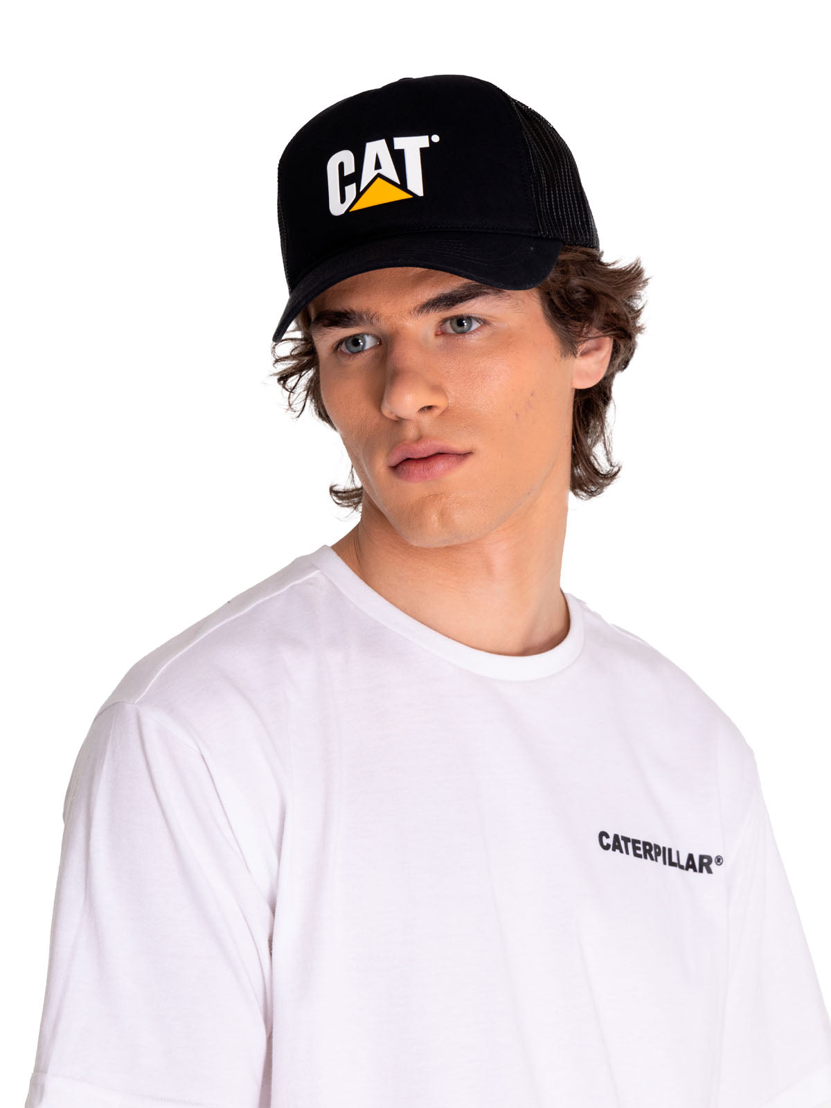 Cachucha Cat Logo Mesh Back F Para Hombre Color Negro-1