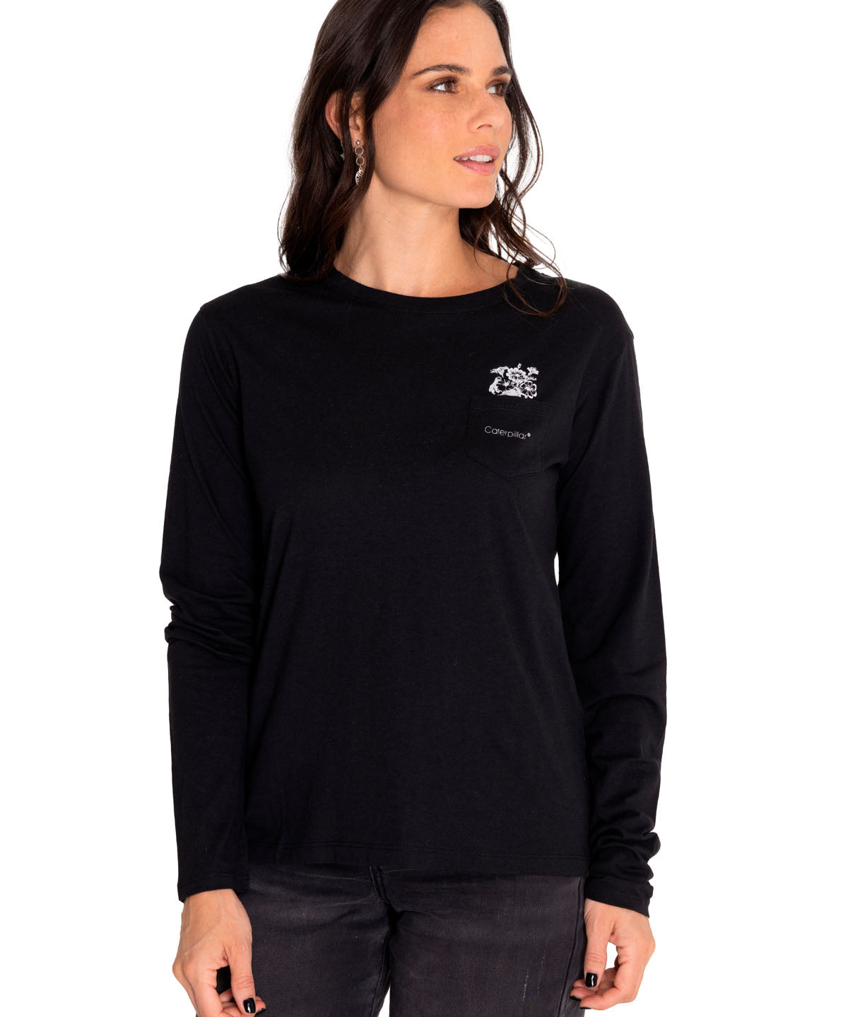 Camiseta Sketch Floral Manga Larga Gr Para Mujer Color Negro-1