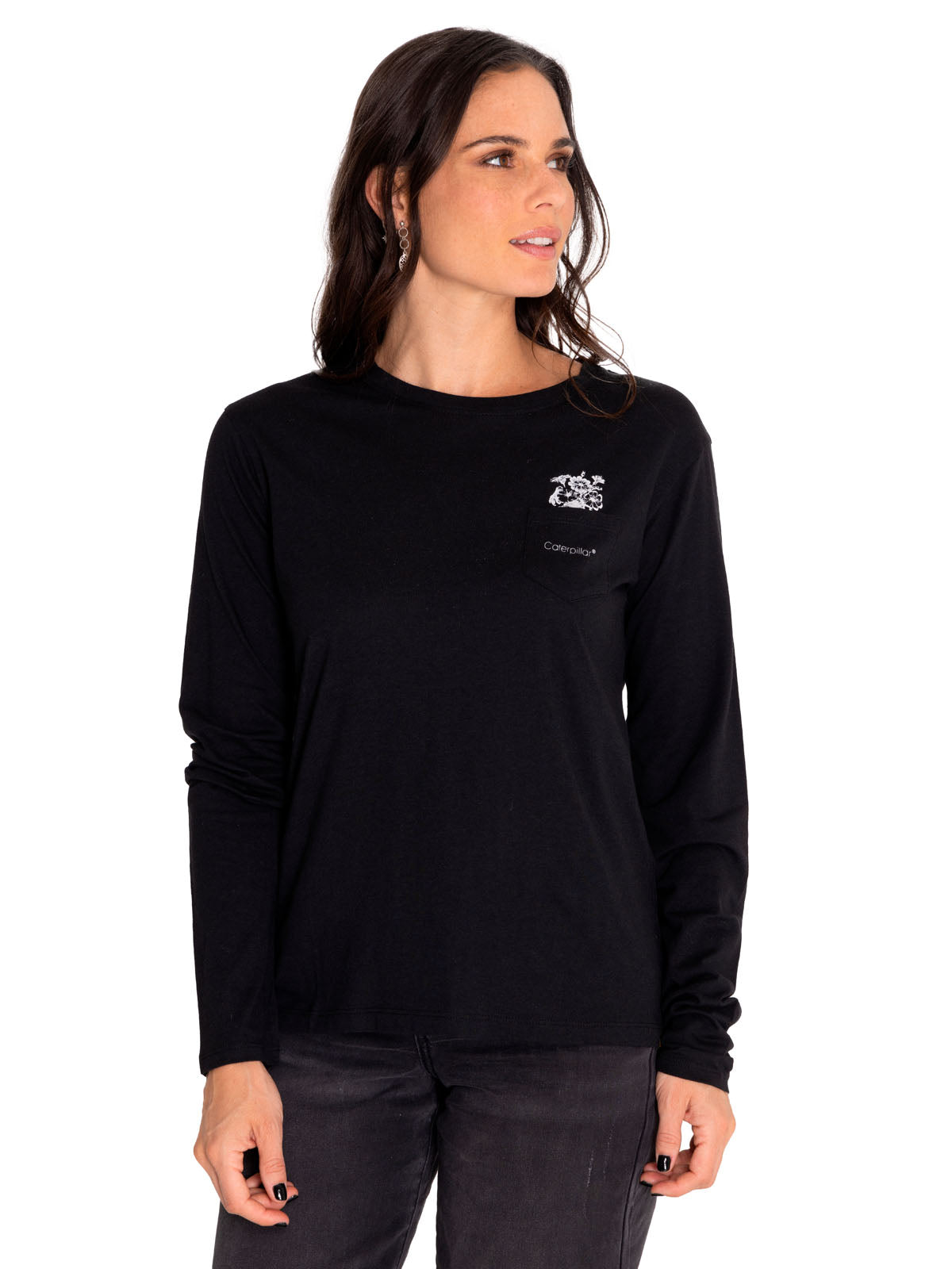 Camiseta Sketch Floral Manga Larga Gr Para Mujer Color Negro-1