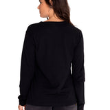 Camiseta Sketch Floral Manga Larga Gr Para Mujer Color Negro-3