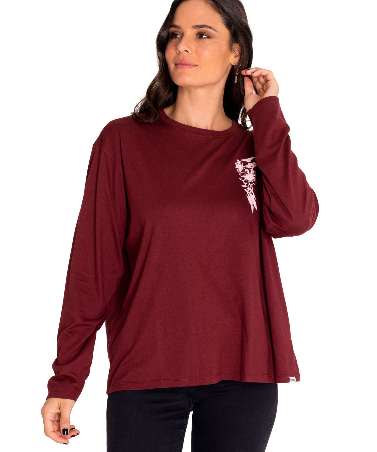 Camiseta Oversized Sketch Flo Para Mujer Color Rojo-1