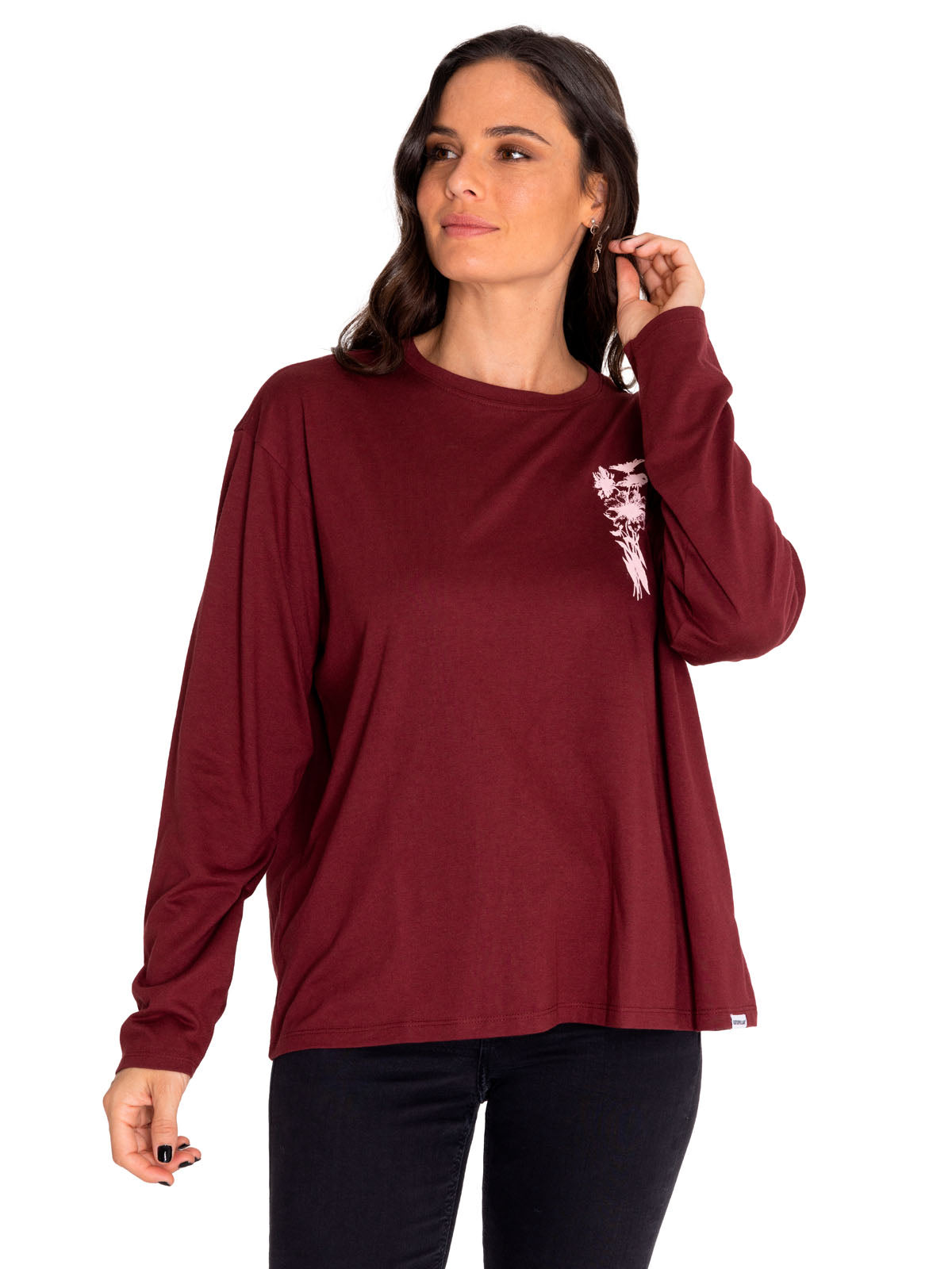Camiseta Oversized Sketch Flo Para Mujer Color Rojo-1