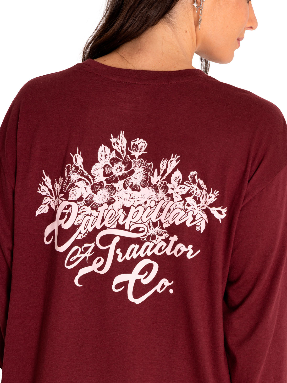 Camiseta Oversized Sketch Flo Para Mujer Color Rojo-4